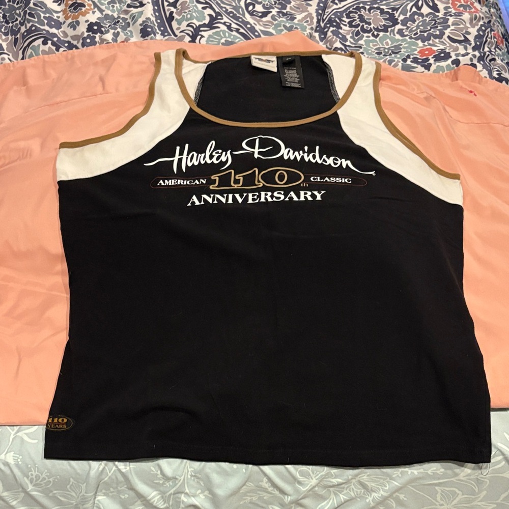 Harley-Davidson Black and White 110th Anniversary Tank Top
